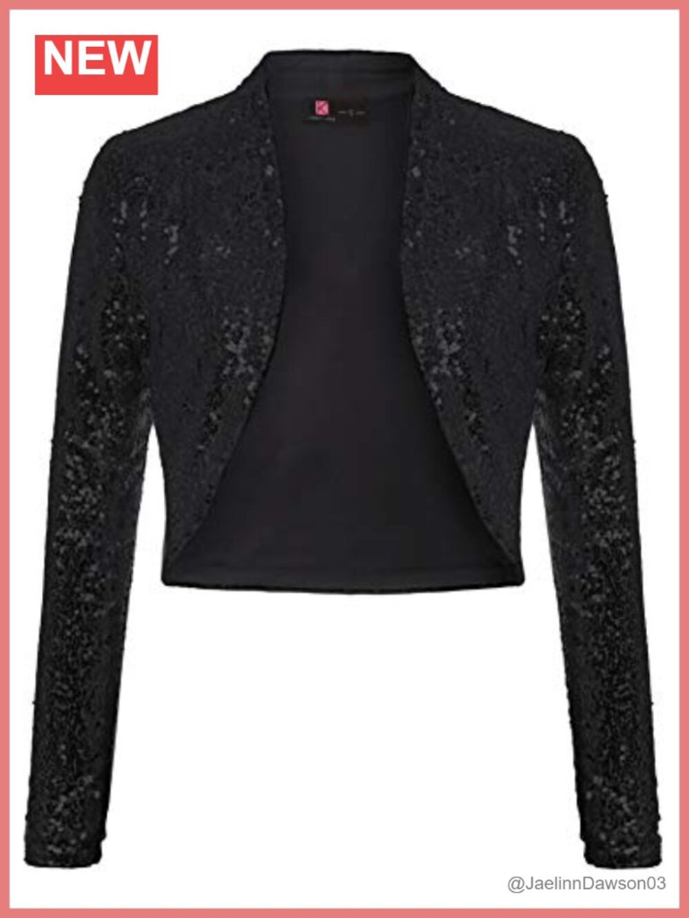 Sequin Shrug Long Sleeve Open Front Cropped Bolero Jacket